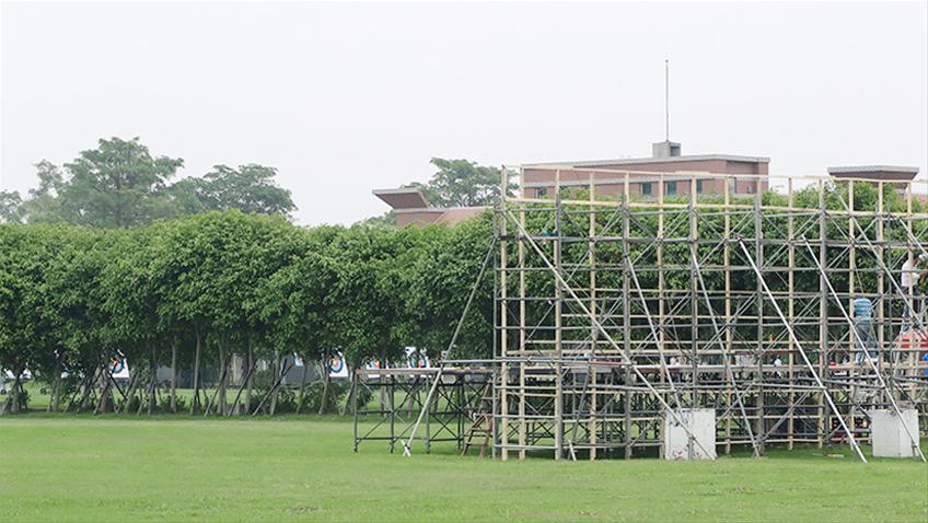 目前正搭建的模擬場地，剛好和原本訓練場方位相反。