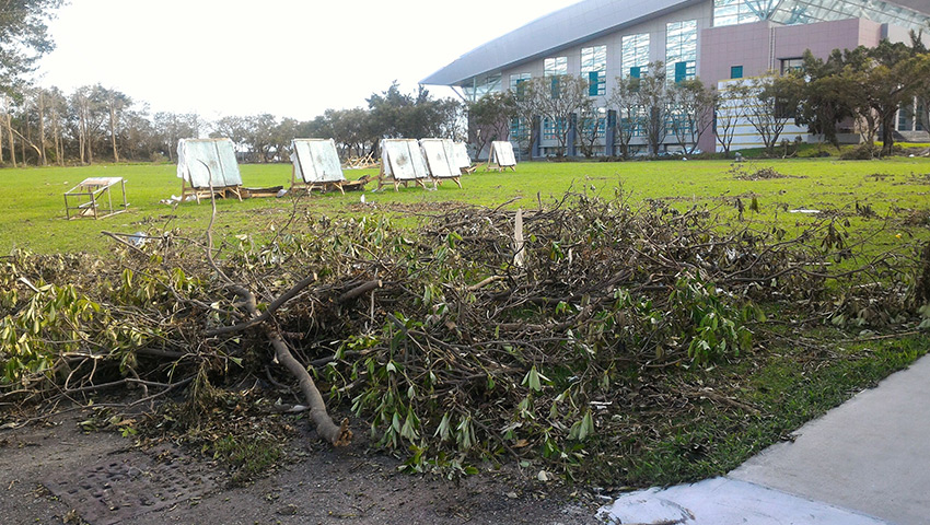 臺東體中射箭場，遭受尼伯特颱風的損壞嚴重