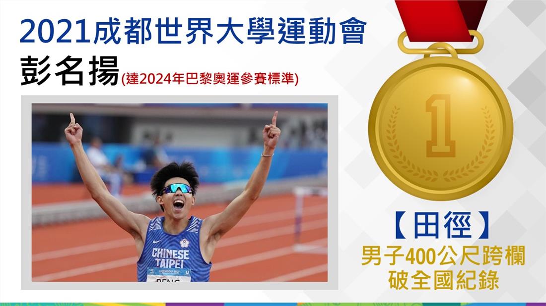 田徑男子400公尺跨欄彭名揚(破全國紀錄)-金牌