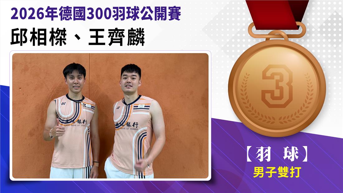 邱相傑/王齊麟獲得男子雙打第3名