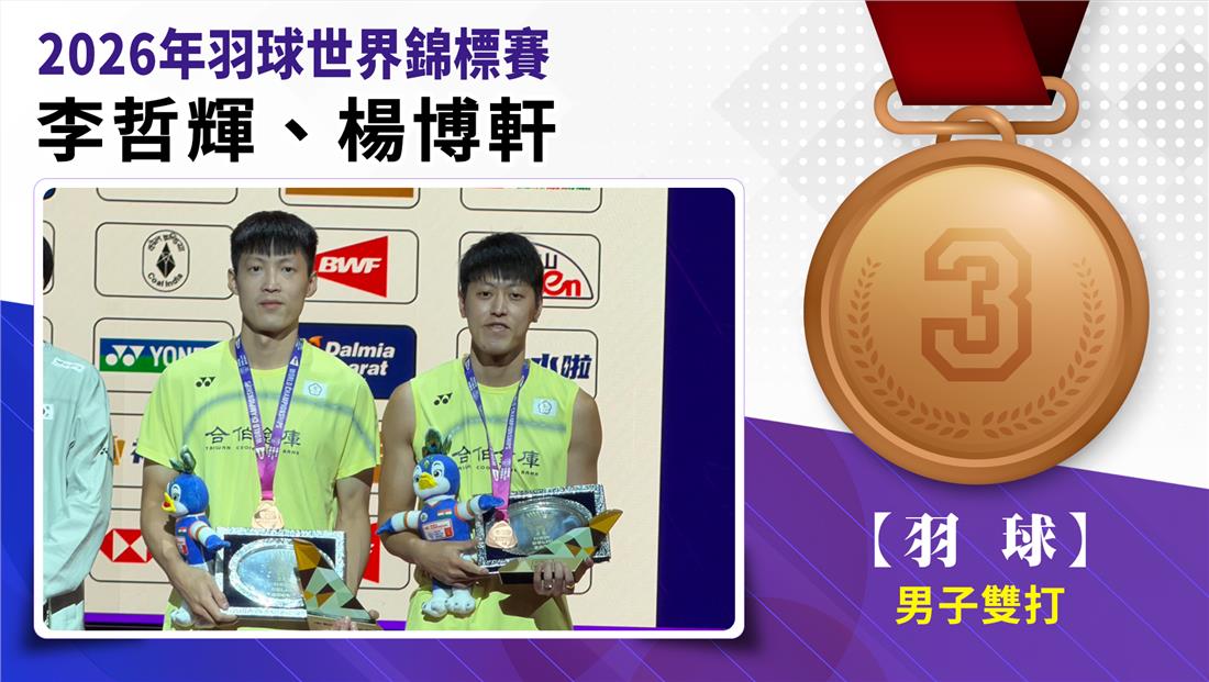 李哲輝/楊博軒獲得男子雙打銅牌