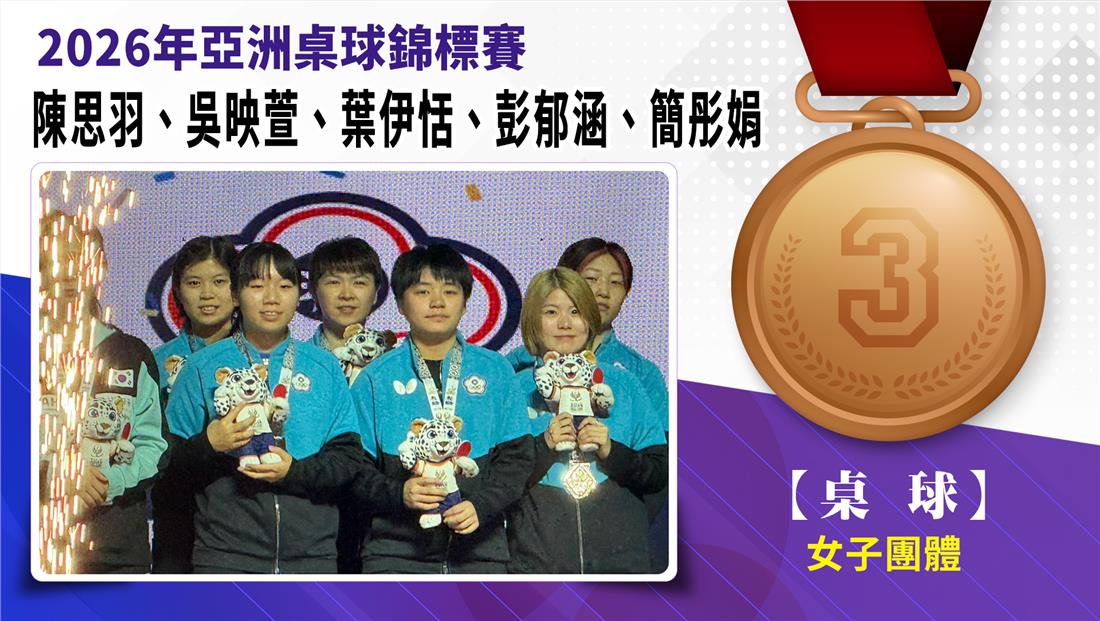 陳思羽、吳映萱、葉伊恬、彭郁涵、簡彤娟 / 女子團體銅牌