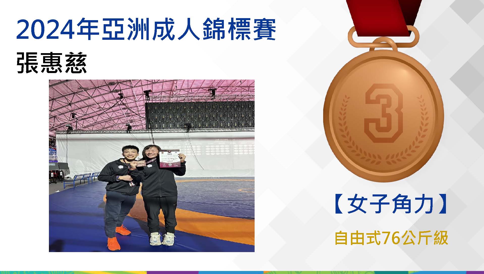 女子自由式76公斤級－張惠慈／銅牌