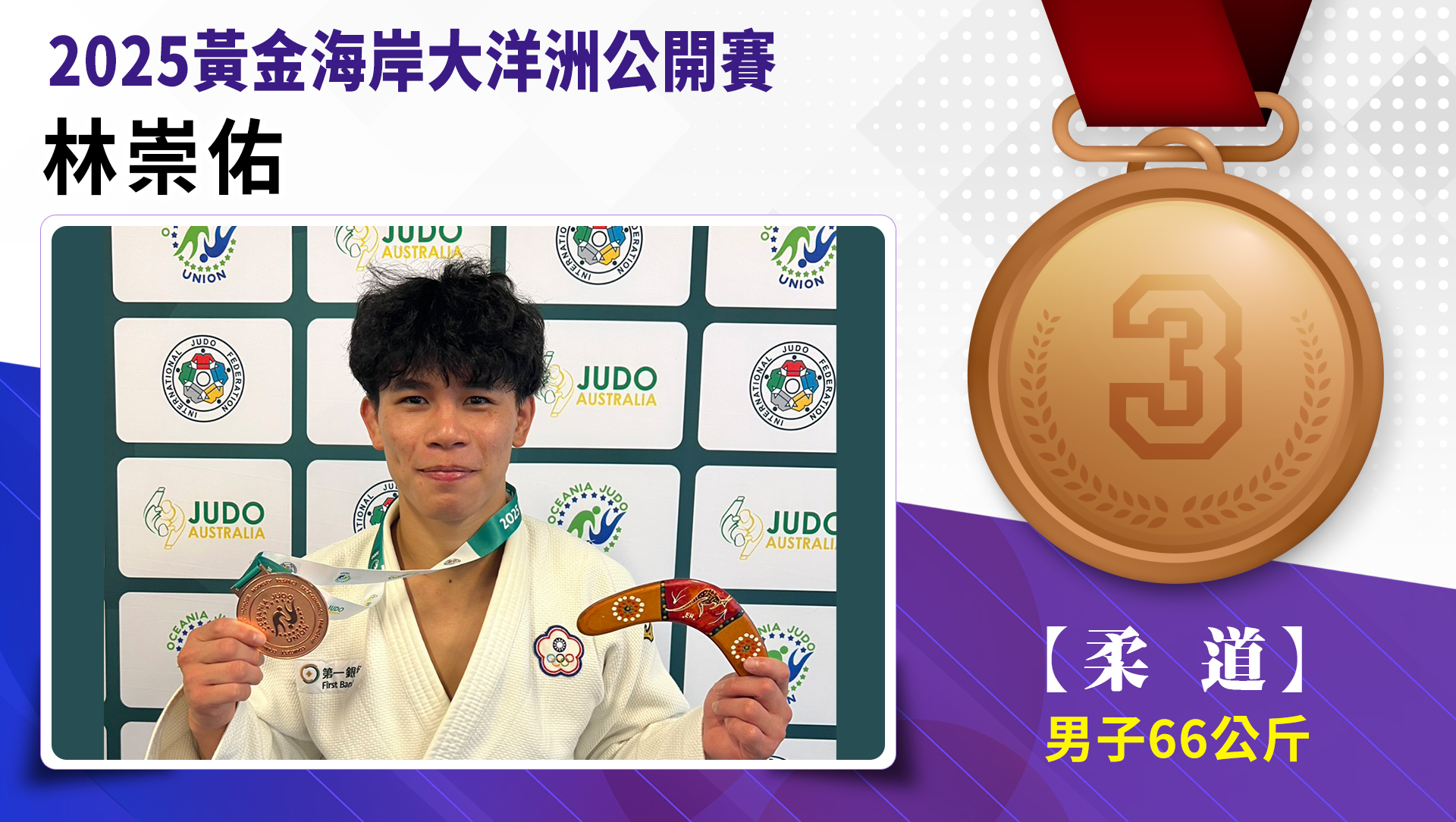 【柔道】男子-66公斤量級 林崇佑  銅牌