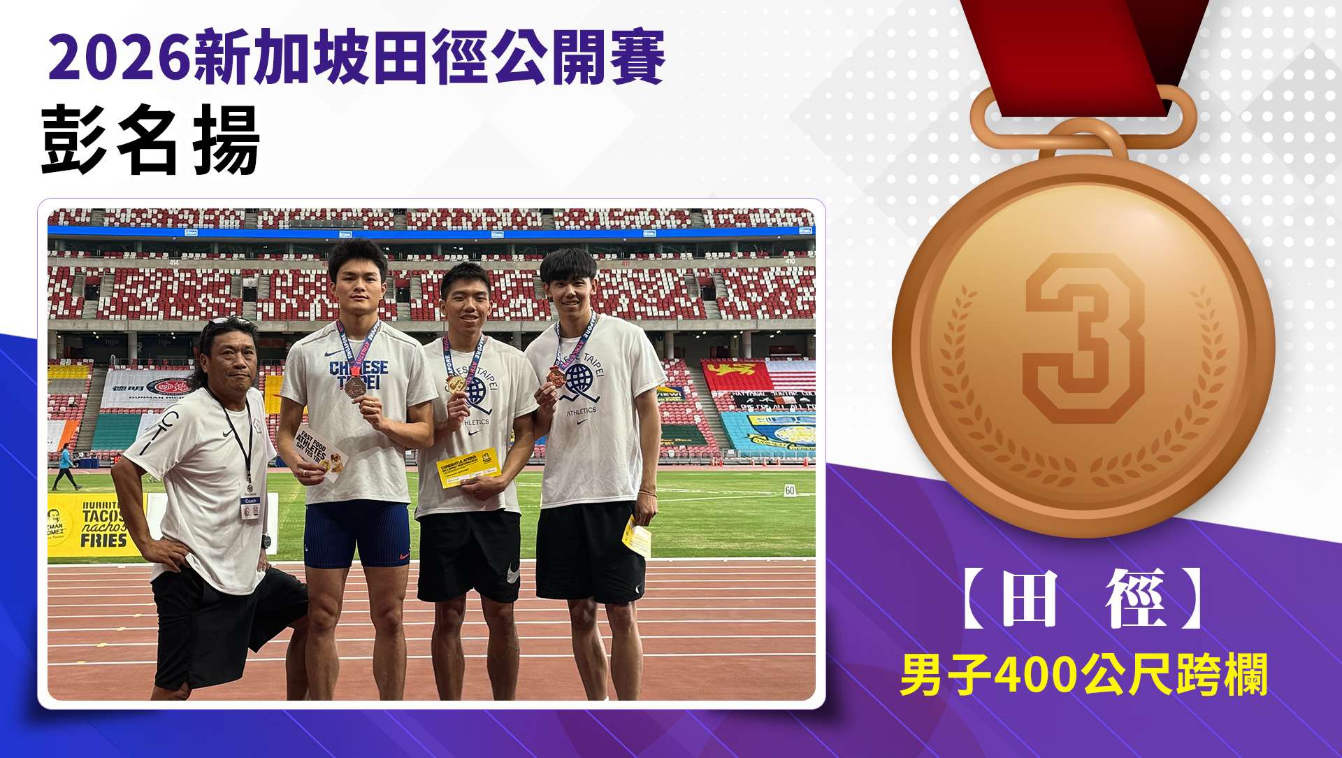 彭名揚/男子400公尺跨欄-銅牌